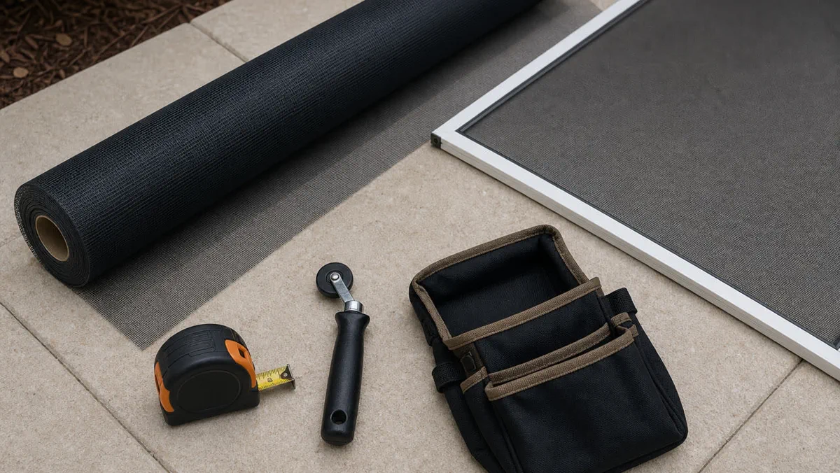 Close view of screen repair details for a St. Augustine home